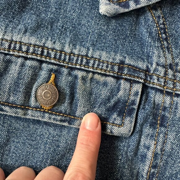 Ruff Hewn Women's Size Large Classic Denim Button Down Sleeveless Vest in Blue - Picture 5 of 6